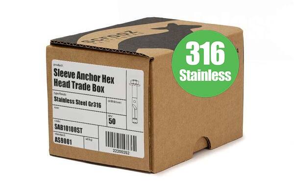 Sleeve Anchors 6.5 x 35mm Gr316 trade box of 50
