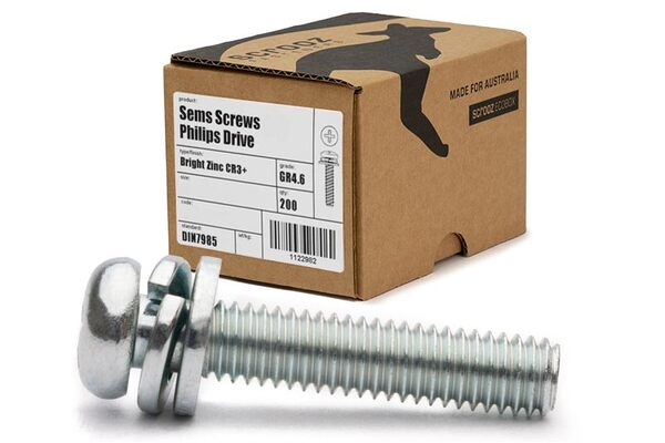 M4 x 20mm Sems Screws PH2 Box 200