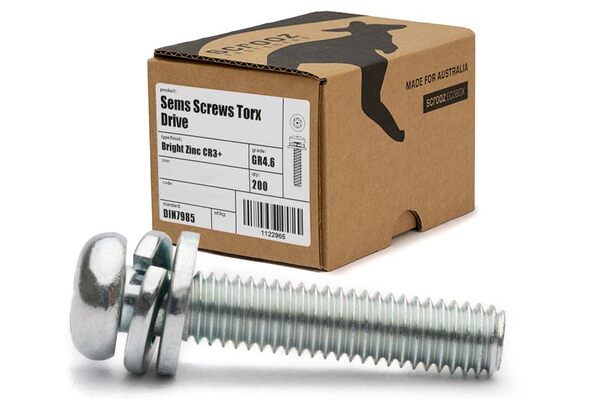 M3 x 8mm Sems Screws Torx Box 200