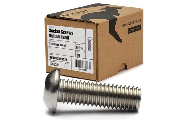 M5 x 16mm Button Head Socket Screws 316 Box 50