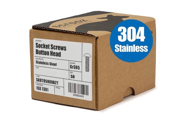 M6 X 30 SS 304 Button Socket Screws Trade Box 50