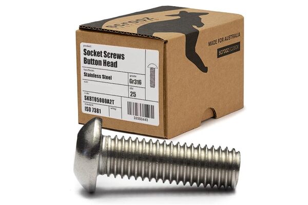 M12 x 40mm Button Head Socket Screws 316 Box 25