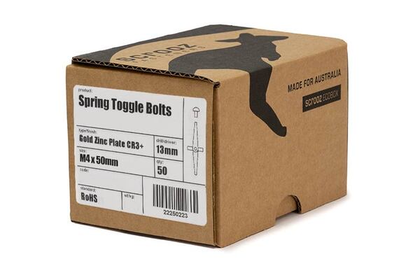 Spring Toggle Bolts M4 x 50mm box of 50