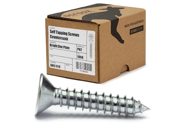 6g x 16mm Self Tapping Screws CSK BZP box 1000