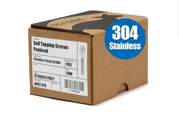 8g x 12mm 304 Stainless Self Tap PAN box 1000