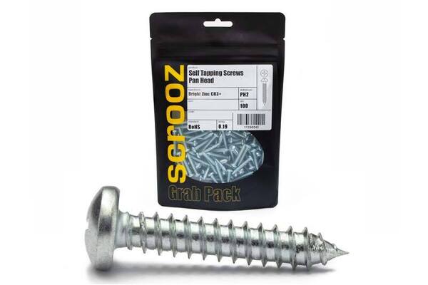 10g x 32mm Self Tapping Screws PAN BZP pack 100
