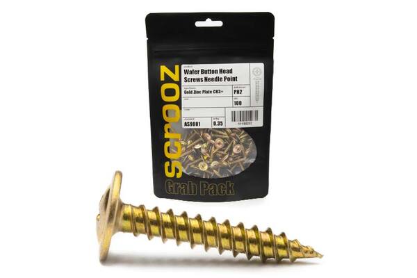 8g x 16mm Wafer Button Needle Gold Zinc pack 100