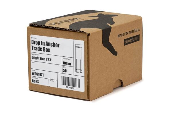 Drop in Anchors BZP M10 x 40mm trade box of 50