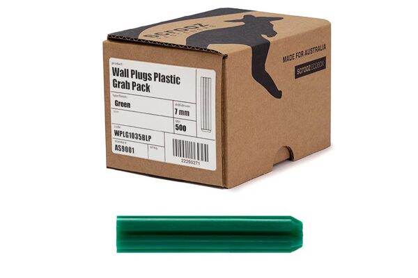 Wall plugs plastic green 50mm trade box of 500