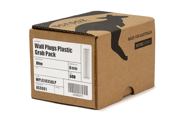 Wall plugs plastic blue 35mm trade box of 500
