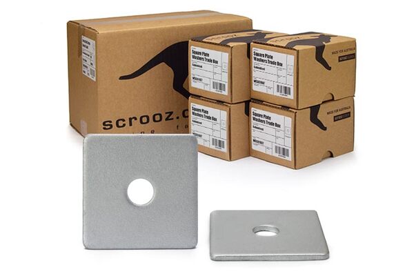 Square Washers M10 x 38mm x 3mm Gal CTN 100