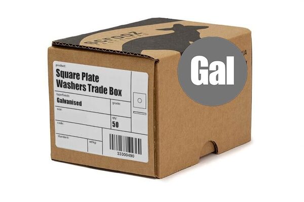 Square Plate Washers M12 x 50mm Galv box 50