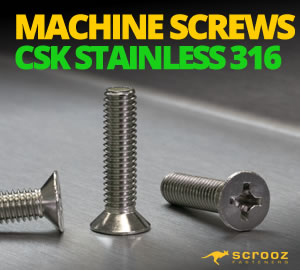 Machine Screws Countersunk 316 Stainless