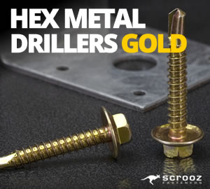 Hex Head Metal Drillers Gold Zinc